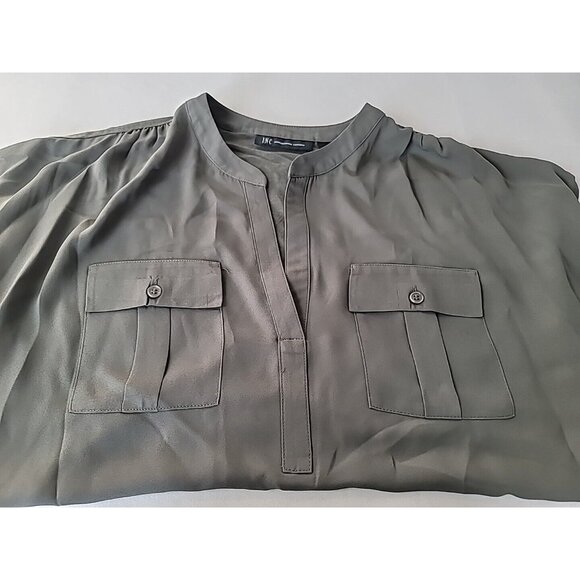 INC Macys Blouse Sz L Green Lightweight Sheer Front Back 100% Rayon Sleeveless - Picture 10 of 12